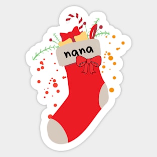 Christmas Stocking With Nana Label Sticker